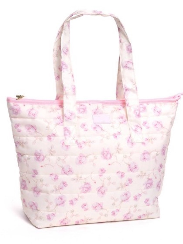 Nwt Loveshackfancy X Target - Yoobi Ribbon Rosa Quilted Tote Bag -Sterling Dusk